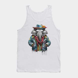 Elephant wearing a jackets hat and a scarf Tank Top